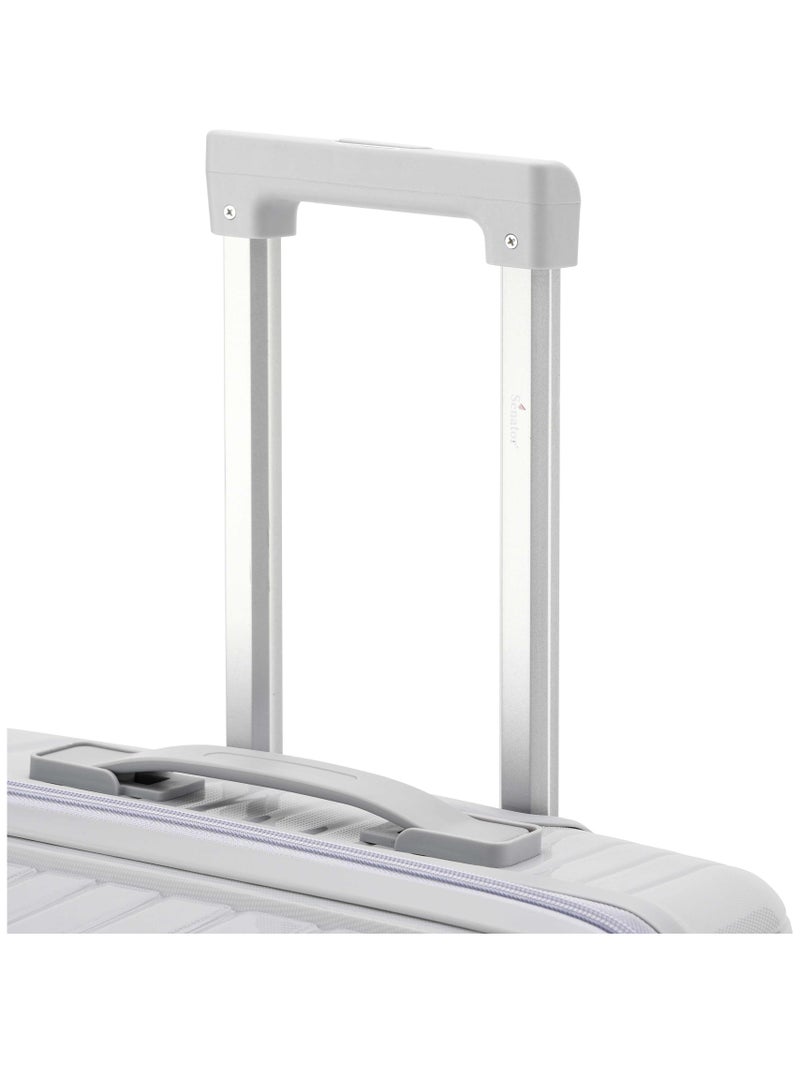 SENATOR Unisex Hard Case Large Checked Luggage Lightweight PP Fashion Trolley Luggage with 360° Degree 4 Twin Wheel and Safe Zippers KH1010 Light Grey - Image 3