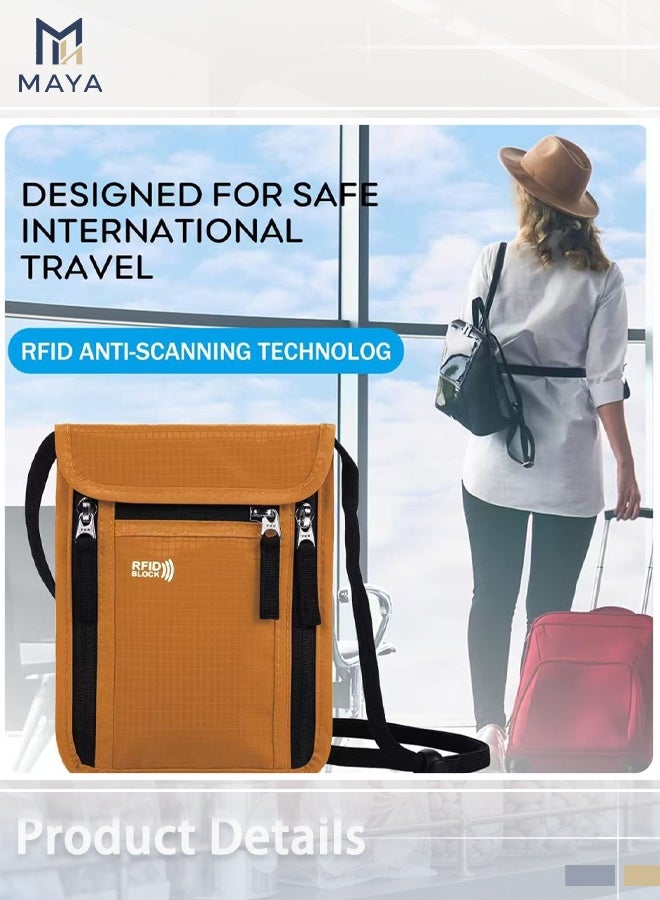 مايا محفظة سفر تُعلق حول الرقبة مزودة بتقنية حجب RFID، وحقيبة مخفية وآمنة لحفظ جواز السفر بحزام قابل للتعديل، ومنظم وثائق سفر مضاد للسرقة للرجال والنساء (قطعة واحدة) - Image 2