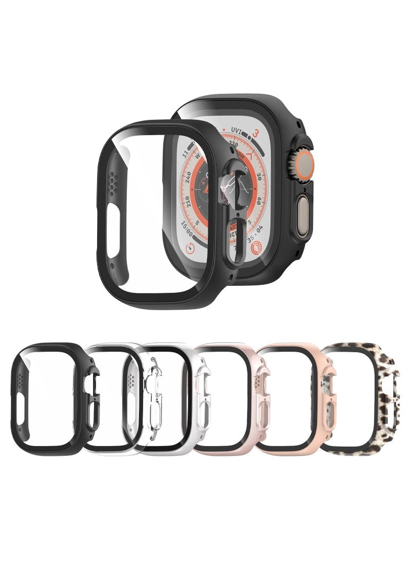 Captaintech 6 Pack Case for Apple Watch Ultra 49mm with Tempered Glass Screen Protector, Full Coverage Scratch Resistant Hard PC Protective Bumper Cover for iWatch 49mm Accessories - Image 1