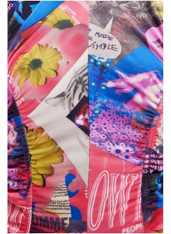 DESIGUAL Short slim ruched collage dress  - Image 5