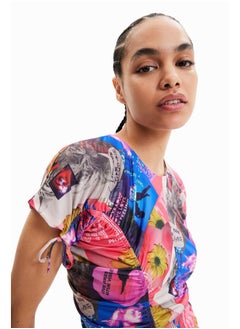 DESIGUAL Short slim ruched collage dress  - Image 2
