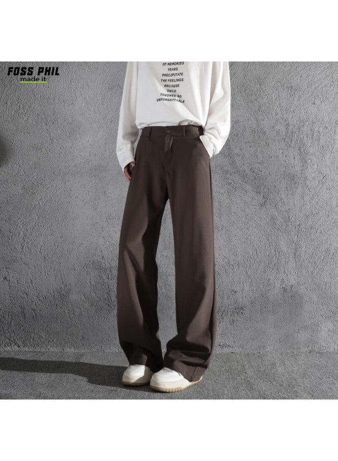 Foss Phil Loose-fit Micro-flared Dress Pants For Men, Autumn And Winter, Draping Wide-leg Versatile Fashion Casual Trousers Xk53 Coffee Color 2XL - Image 2