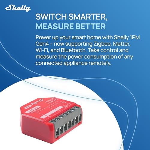 Shelly 1PM Gen4 | Wi-Fi, Zigbee, Matter Smart Relay Switch with Power Metering, 1-Channel 16A | Home Automation | Alexa, SmartThings, Google Home, Apple HomeKit Compatible | iOS Android App (2 Pack) - Image 2