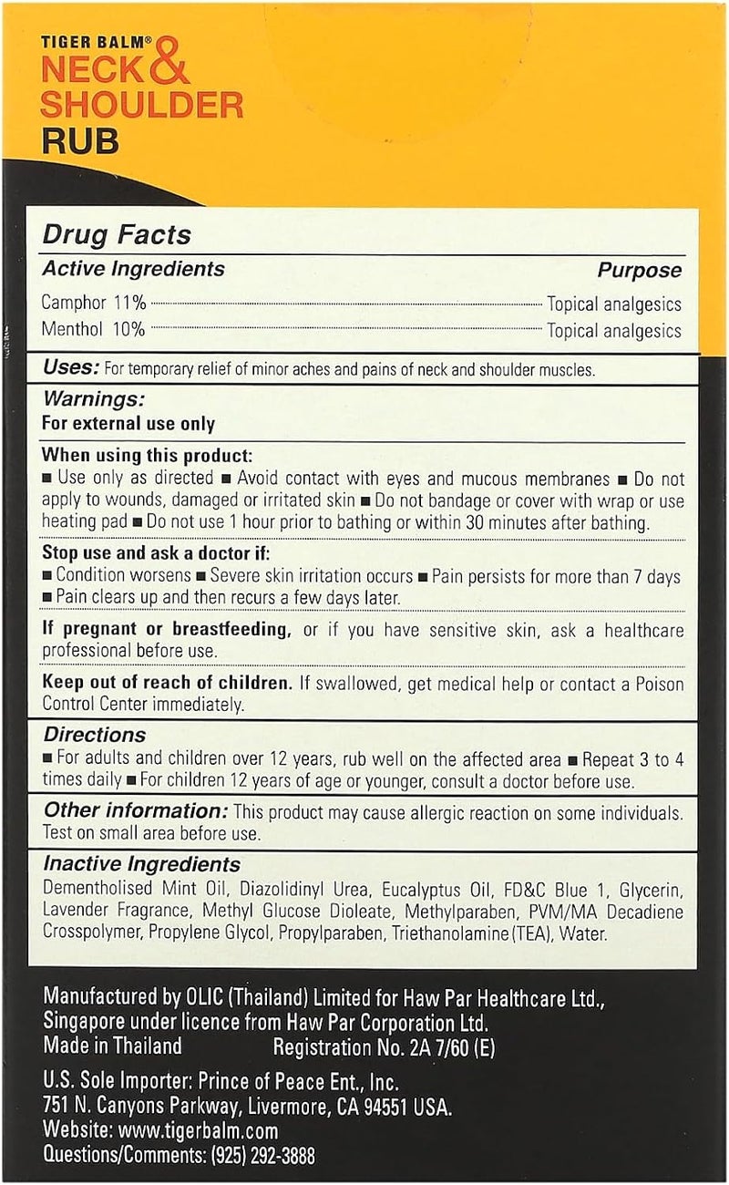 Tiger Balm Neck & Shoulder Rub - Pain Relieving Cream, 1.76 oz (50g) - Image 3