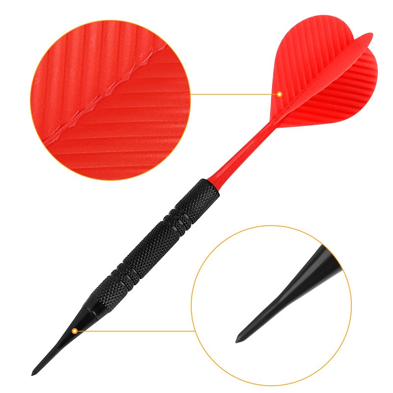 Accmor 12 Pack Soft Tip Darts, Bar Dart, Plastic Tip Darts Set, Attach Extra 100 Black 2BA Replacement Tips, Soft Tip Darts for Electronic/Plastic Dartboard - Image 3