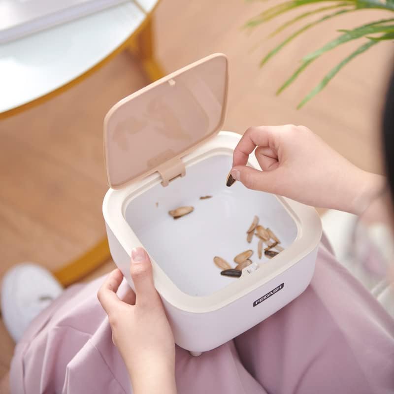 JUVIW Wooden Design Mini Dustbin Square Style Mini Trash Can Push Top Trash Can with Lid Modern Dustbin for Home or Office Desk Kitchen Bedroom - Image 5