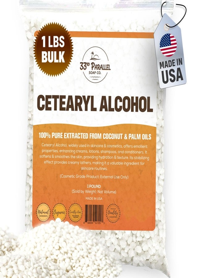 33RD PARALLEL SOAP CO. CETEARYL Alcohol (1 lbs / 16 oz) 100% Pure Extracted from Coconut & Palm Oils. Premium Granules Cetearyl Alcohol for Lotion Making, Creams, Scrubs, Shampoos, Conditioners, Moisturizers | 1 Pound - Image 1