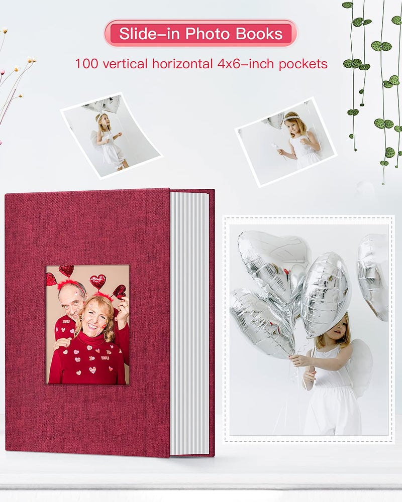 popotop Photo Album 4x6-100 Photos Photo Books with 100 Vertical Pockets Linen Cover Albums for Family Wedding Anniversary Baby Vacation Pictures - Image 2