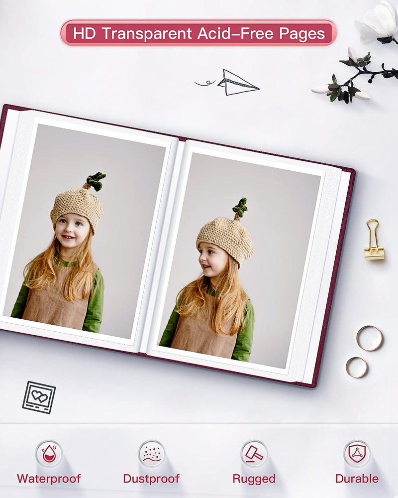 popotop Photo Album 4x6-100 Photos Photo Books with 100 Vertical Pockets Linen Cover Albums for Family Wedding Anniversary Baby Vacation Pictures - Image 4