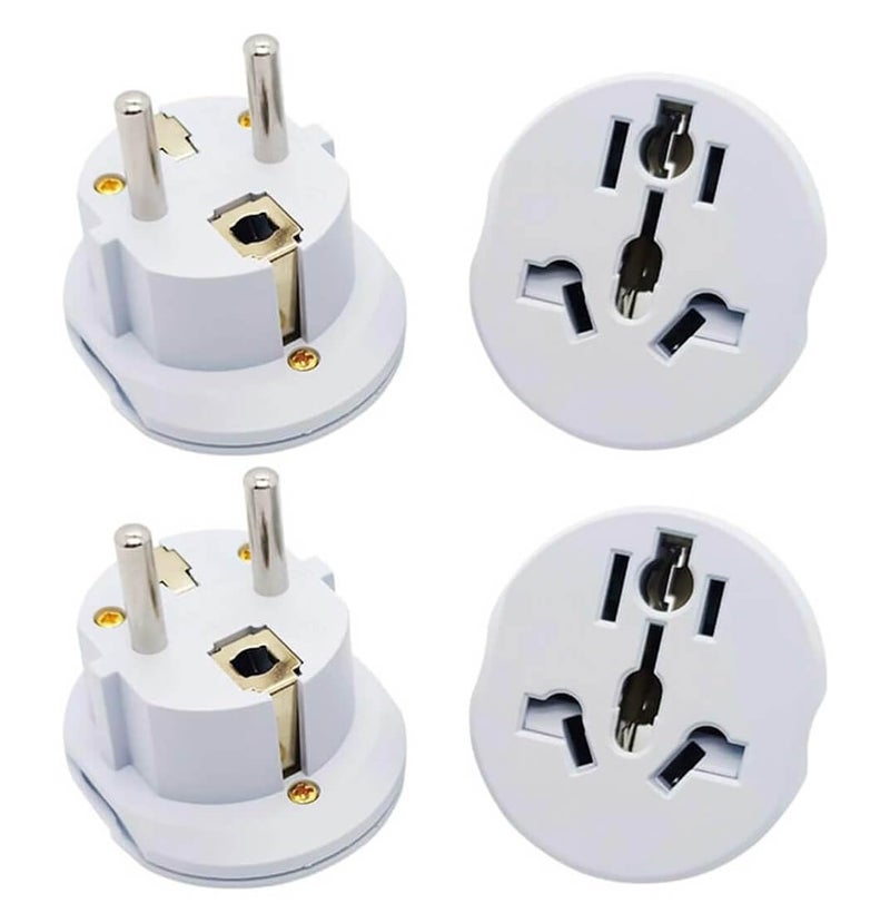 MANGO 4Piece Universal Travel Adapter Plug Converter  UAE USA EU UK AU CN to KSAEUGermany Socket  Power Plug Adapter for Business Travel Hotel Airport Laptop Cell Phone Mobile White