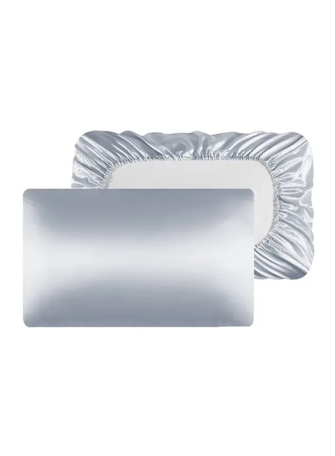 1pc Silvery Grey Queen Size Decorative Pillowcase With Hidden Zipper Pocket Polyester Ruffled Pillow Cover For Bedding And Home Decor - Image 4