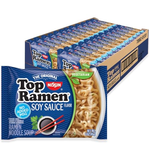 Nissin Top Ramen Noodle Soup Soy Sauce 3 Ounce Pack of 24 - Image 1