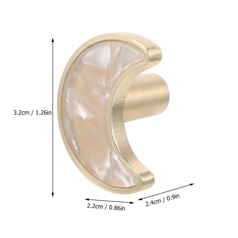 مقابض خزانة على شكل قمر من سبائك الزنك، مقابض درج بفتحة واحدة، أبيض، زوج واحد - Image 3