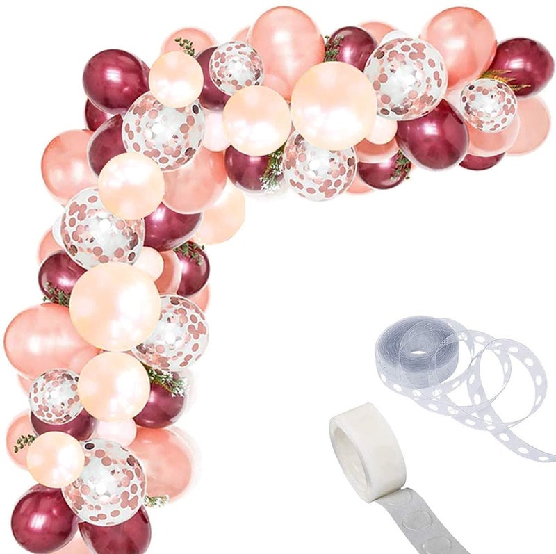 LAZYBEEE Burgundy Balloon Garland Kit, 12Inch Balloon Garland Including Burgundy,Rose Gold,Peach Pearl & Rose Gold Confetti Assorted Balloons Decorations Backdrop Ideal for Birthday - Image 1