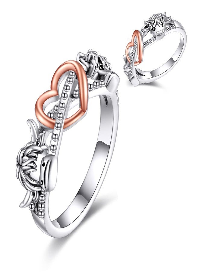 POPLYKE Highland Cow Infinity Ring 925 Sterling Silver Cute Cow Animal Ring Mother MOM Jewelry Gift for Women 7 - Image 1
