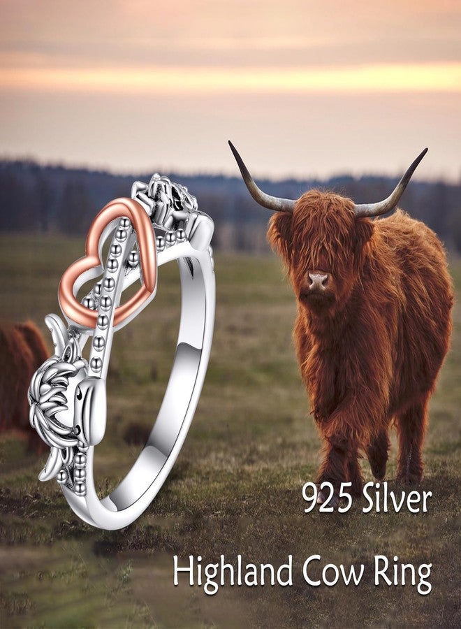 POPLYKE Highland Cow Infinity Ring 925 Sterling Silver Cute Cow Animal Ring Mother MOM Jewelry Gift for Women 7 - Image 3