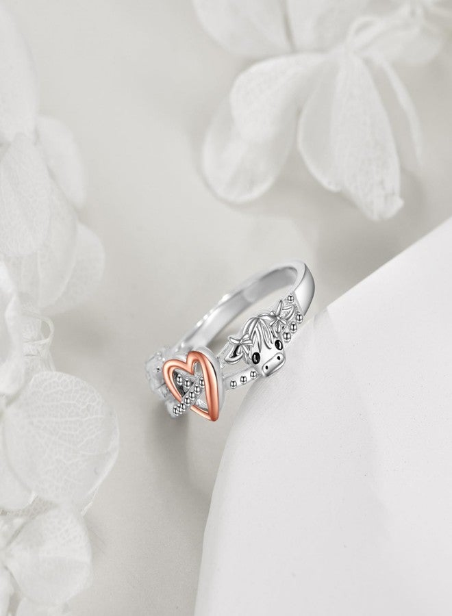 POPLYKE Highland Cow Infinity Ring 925 Sterling Silver Cute Cow Animal Ring Mother MOM Jewelry Gift for Women 7 - Image 4