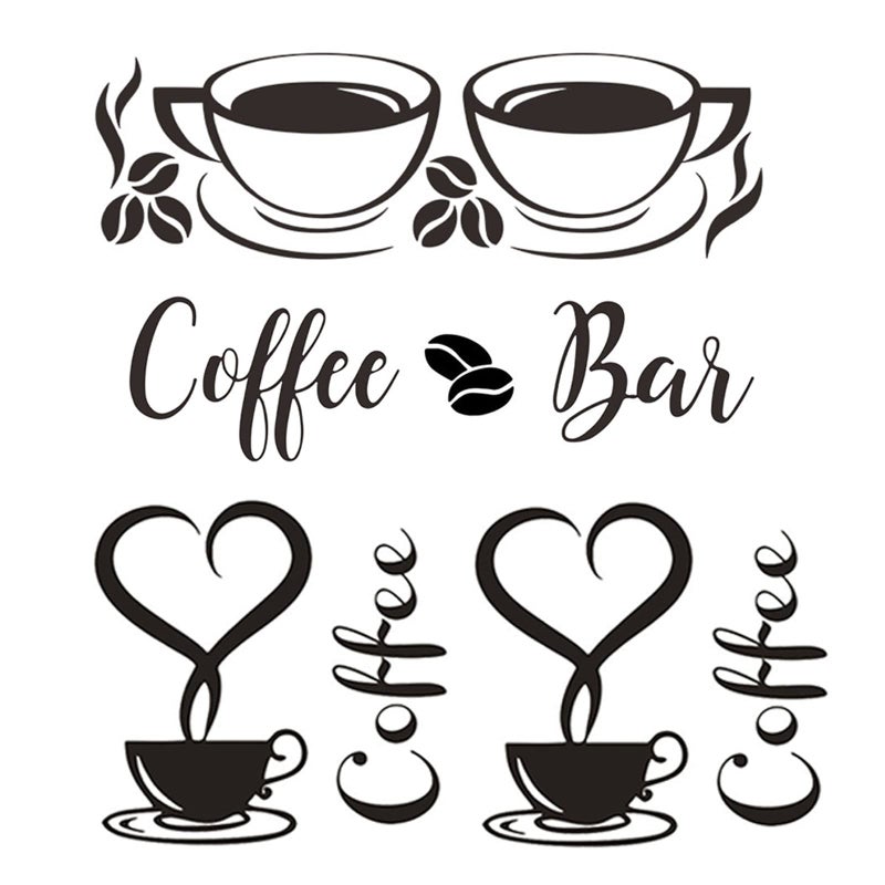 ATCYMI 3 PCS Coffee Signs Wall Decor Sticker for Coffee Bar Kitchen Removable DIY Vinyl Decal Wallpaper for Restaurant Kitchen Home Office Shop Hotel Decoration - Image 1