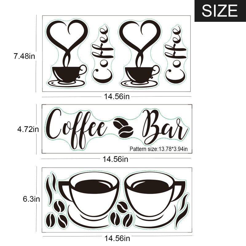 ATCYMI 3 PCS Coffee Signs Wall Decor Sticker for Coffee Bar Kitchen Removable DIY Vinyl Decal Wallpaper for Restaurant Kitchen Home Office Shop Hotel Decoration - Image 3