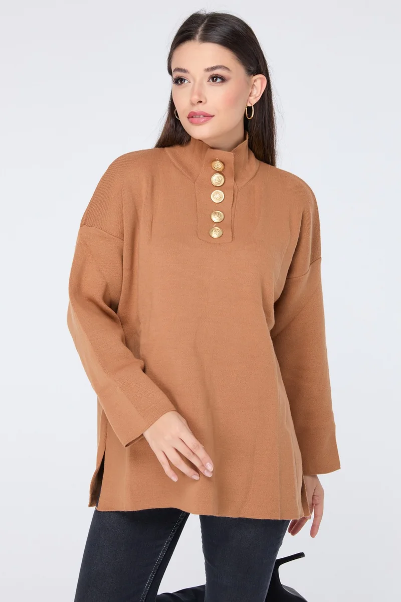 Tofisa 23412-BROWN Knitwear Tunic