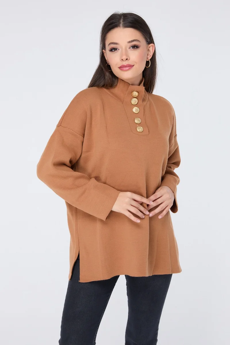 Tofisa 23412-BROWN Knitwear Tunic