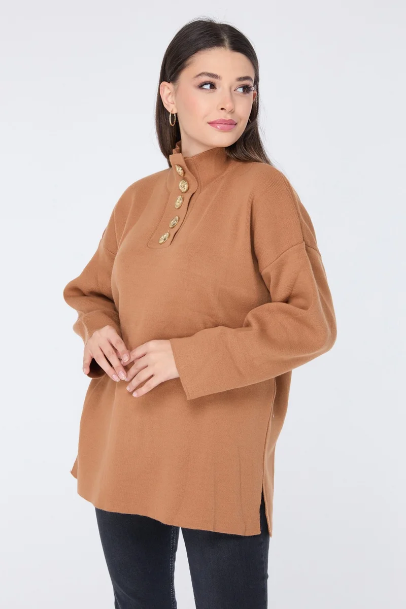 Tofisa 23412-BROWN Knitwear Tunic