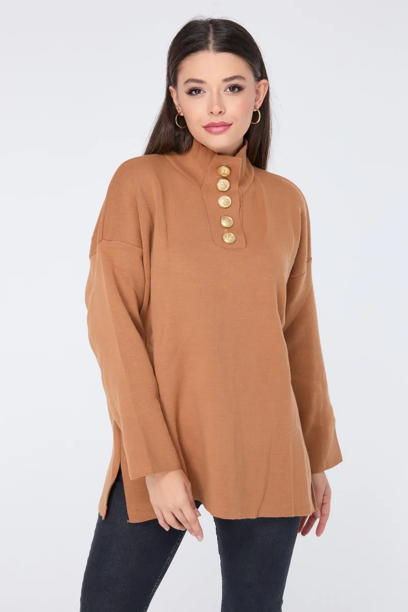 Tofisa 23412-BROWN Knitwear Tunic