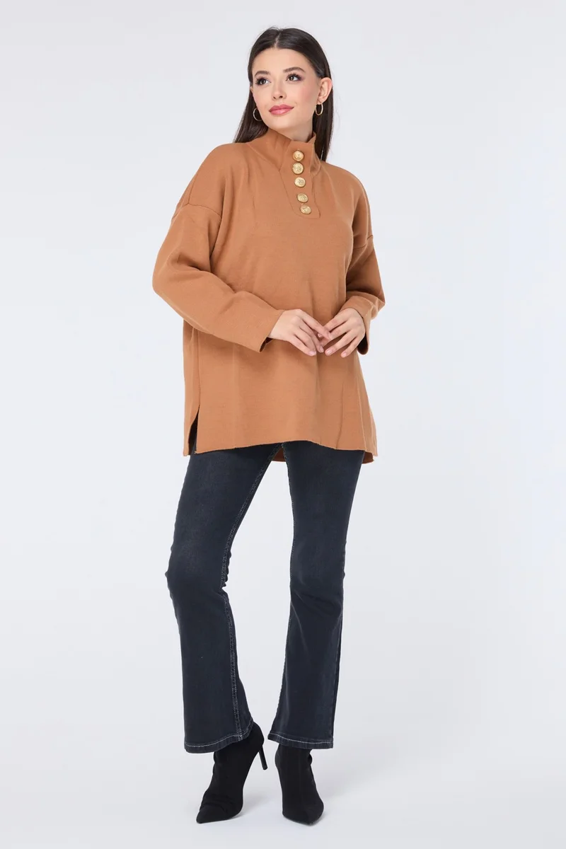 Tofisa 23412-BROWN Knitwear Tunic