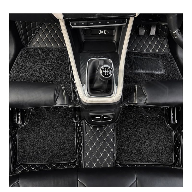 AutoZing® Luxury 7D Car Floor Mat Full Set for Maruti Suzuki XL6 (2020), 7 Layer Protection Mats, Luxury Leather with Noodle/Curly Car Foot Mat with Heal Pad, Anti-Skid & Waterproof (Black) - Image 1