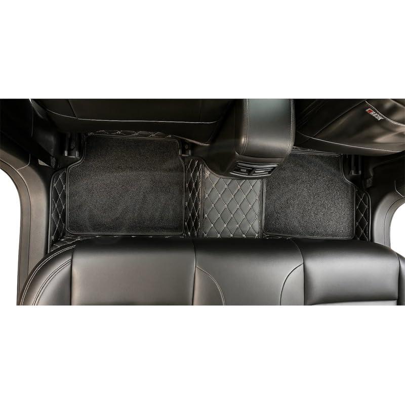 AutoZing® Luxury 7D Car Floor Mat Full Set for Maruti Suzuki XL6 (2020), 7 Layer Protection Mats, Luxury Leather with Noodle/Curly Car Foot Mat with Heal Pad, Anti-Skid & Waterproof (Black) - Image 4