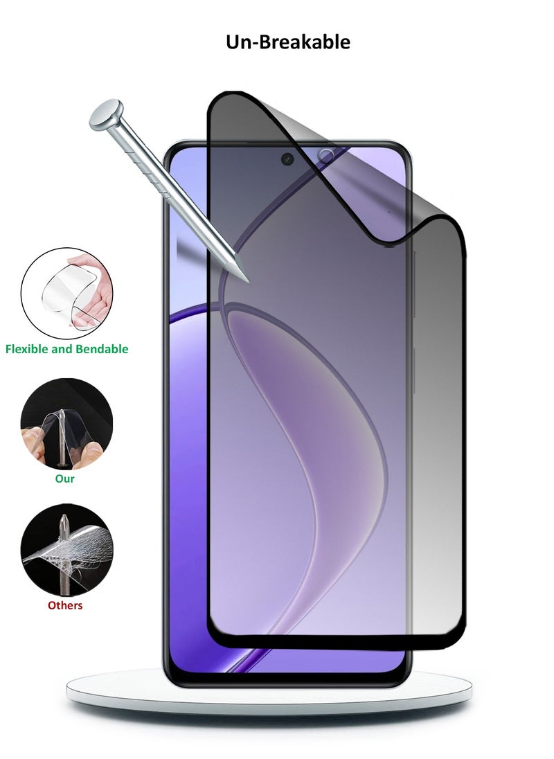 Wtech - Realme 12x 5G 2024 Nano Ceramic Privacy Full Glue Full Cover Matte Flexible Screen Protector (MSCNMP) - Clear/Black - Image 1