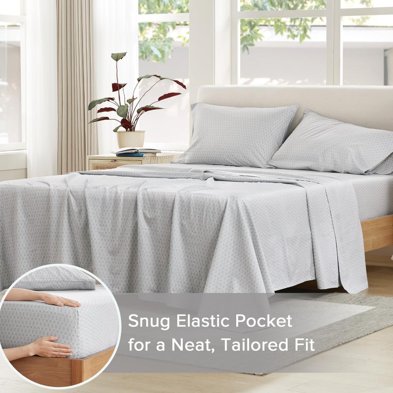 Comfort Spaces 100% Cotton Sheet Set Breathable, Lightweight, Soft with 14" Elastic Pocket Fits up to 16" Mattress, All Season Cozy Bedding, Matching Pillow Case, King Diamond Taupe 4 Piece - Image 4