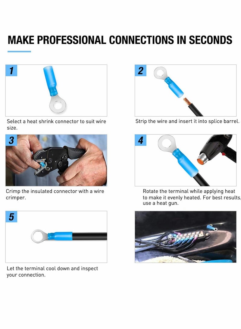 KASTWAVE Heat Shrink Wire connector, Waterproof Marine Automotive Connector, Assortment Rings Fork Hook Spade Butt Splices 270 PCS - Image 5