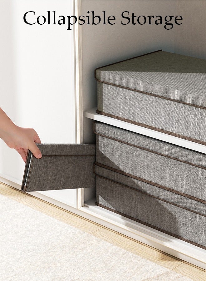 DUNISO 3 in 1 Fabric Closet Storage Organizer Set Foldable Clothes Boxes Large Capacity Wardrobe Stackable Closet Drawer with Handle for Leggings Stockings Socks Underwear - Image 4