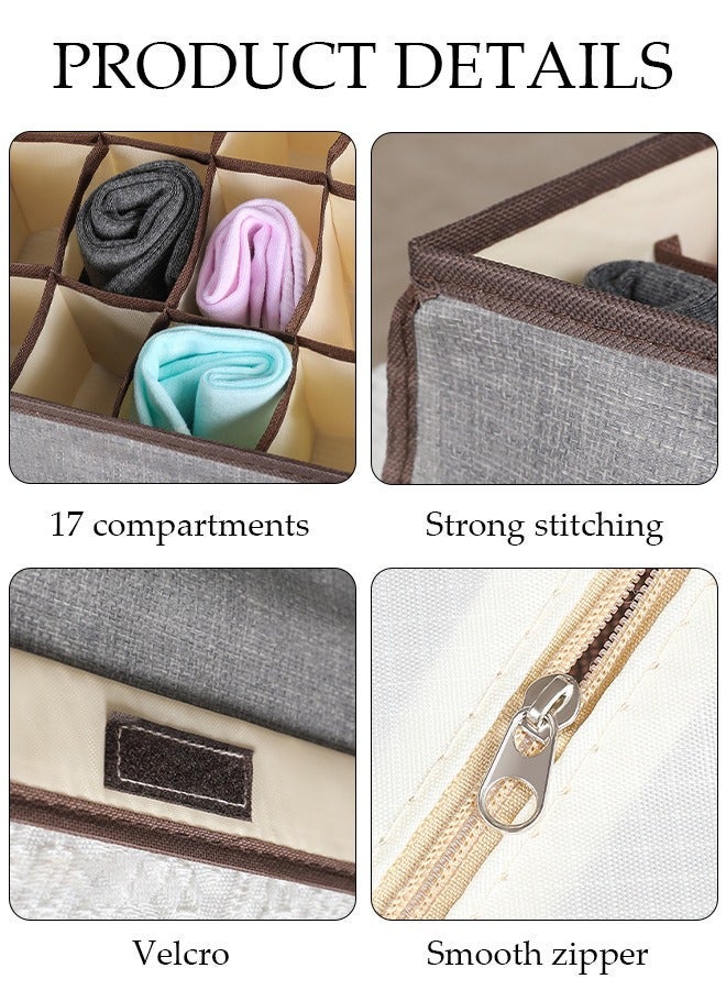 DUNISO 3 in 1 Fabric Closet Storage Organizer Set Foldable Clothes Boxes Large Capacity Wardrobe Stackable Closet Drawer with Handle for Leggings Stockings Socks Underwear - Image 3