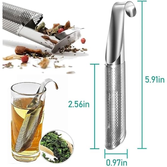 كيلا مصافي الشاي، مصفاة شاي سائبة من الفولاذ المقاوم للصدأ، مقبض طويل، فلتر شبكي دقيق مناسب للطعام - Image 3