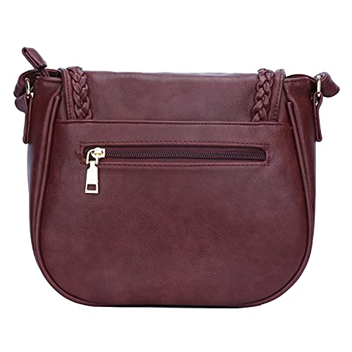 KKXIU Casual Flap Saddle Crossbody Bags for Women Purses and Handbags with Tassel (Z-Wine) - Image 4