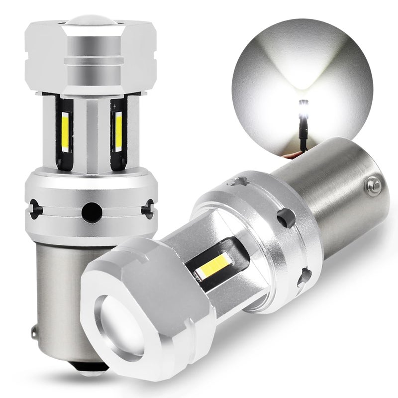 PHINLION 3600 Lumens 1156 LED Reverse Bulbs Super Bright P21W BA15S 3497 7506 1141 LED Replacement with Projector for Car Truck RV Lawn Mower Tractor Back Up Lights 6000K Xenon White