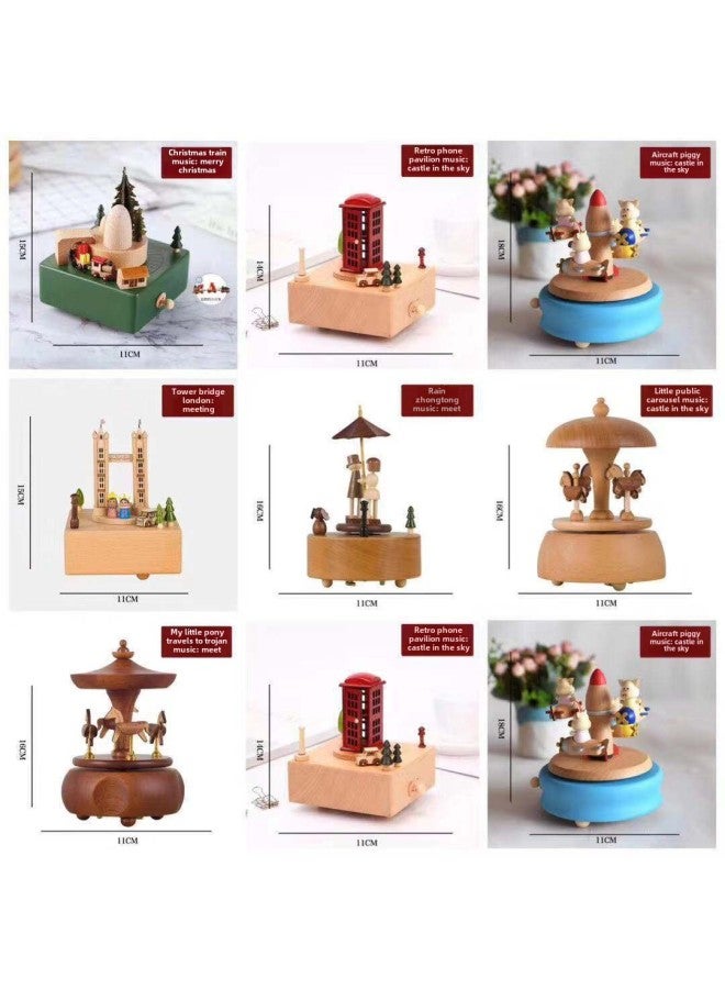 Direct Wooden Music Box Ornaments Birthday Gift Carousel Crafts Music Box Graduation Gift-Color:1530 - Image 2