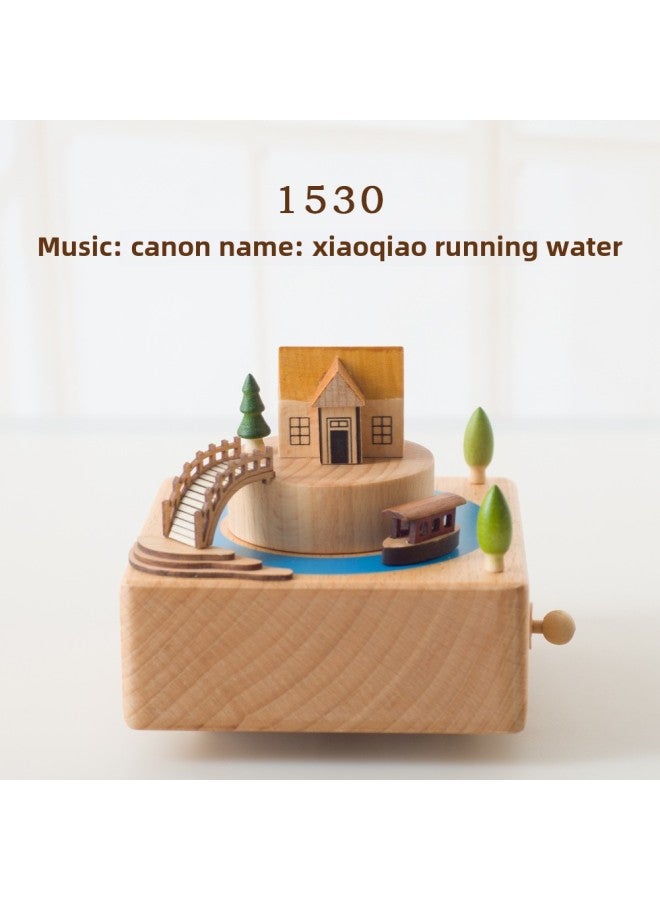 Direct Wooden Music Box Ornaments Birthday Gift Carousel Crafts Music Box Graduation Gift-Color:1530 - Image 1