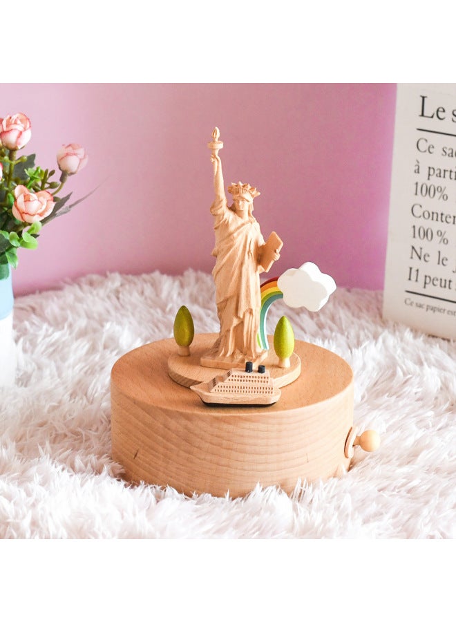 Direct Wooden Music Box Ornaments Birthday Gift Carousel Crafts Music Box Graduation Gift-Color:1530 - Image 3