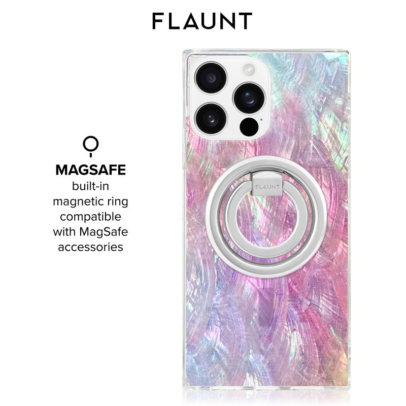 Flaunt Official Square Protective Case - Compatible with iPhone 16 Pro Max - Compatible with MagSafe & Wireless Charging - Drop-Tested & Shockproof - (Pink Mother of Pearl) - Image 5