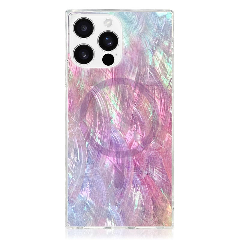 Flaunt Official Square Protective Case - Compatible with iPhone 16 Pro Max - Compatible with MagSafe & Wireless Charging - Drop-Tested & Shockproof - (Pink Mother of Pearl) - Image 1