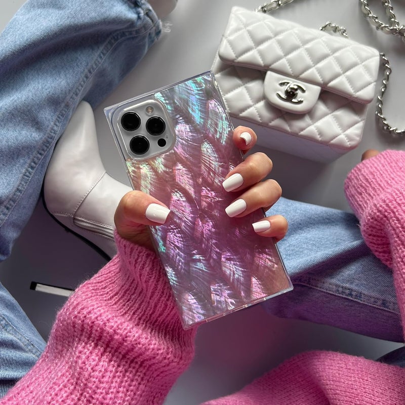 Flaunt Official Square Protective Case - Compatible with iPhone 16 Pro Max - Compatible with MagSafe & Wireless Charging - Drop-Tested & Shockproof - (Pink Mother of Pearl) - Image 2