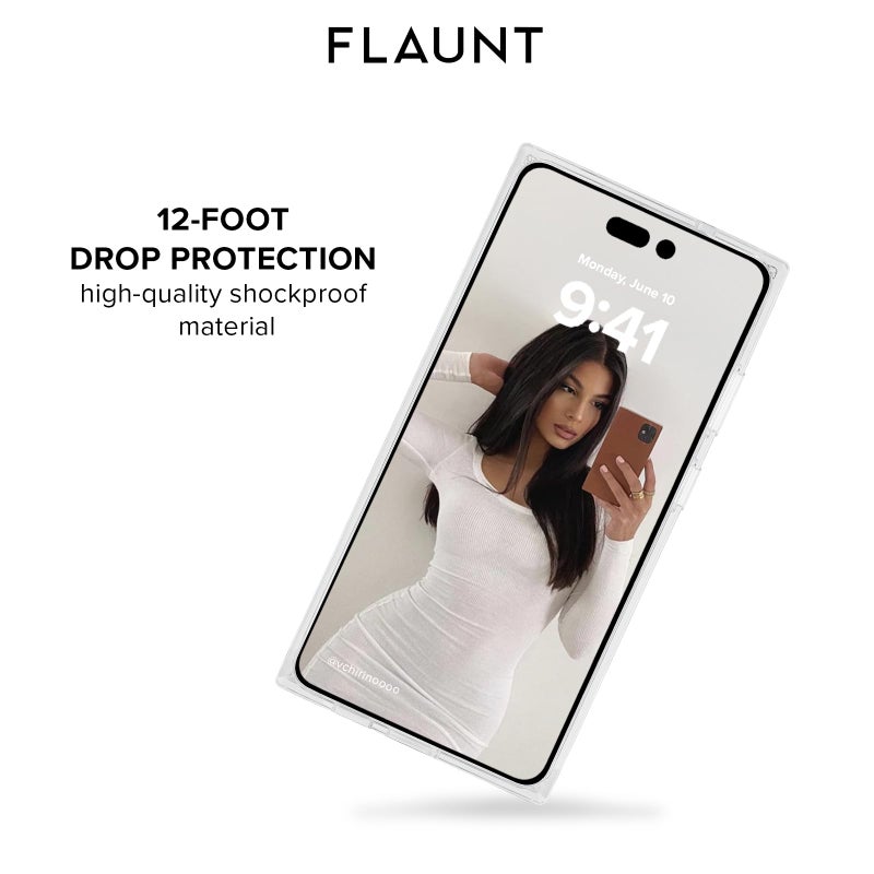 Flaunt Official Square Protective Case - Compatible with iPhone 16 Pro Max - Compatible with MagSafe & Wireless Charging - Drop-Tested & Shockproof - (Pink Mother of Pearl) - Image 4