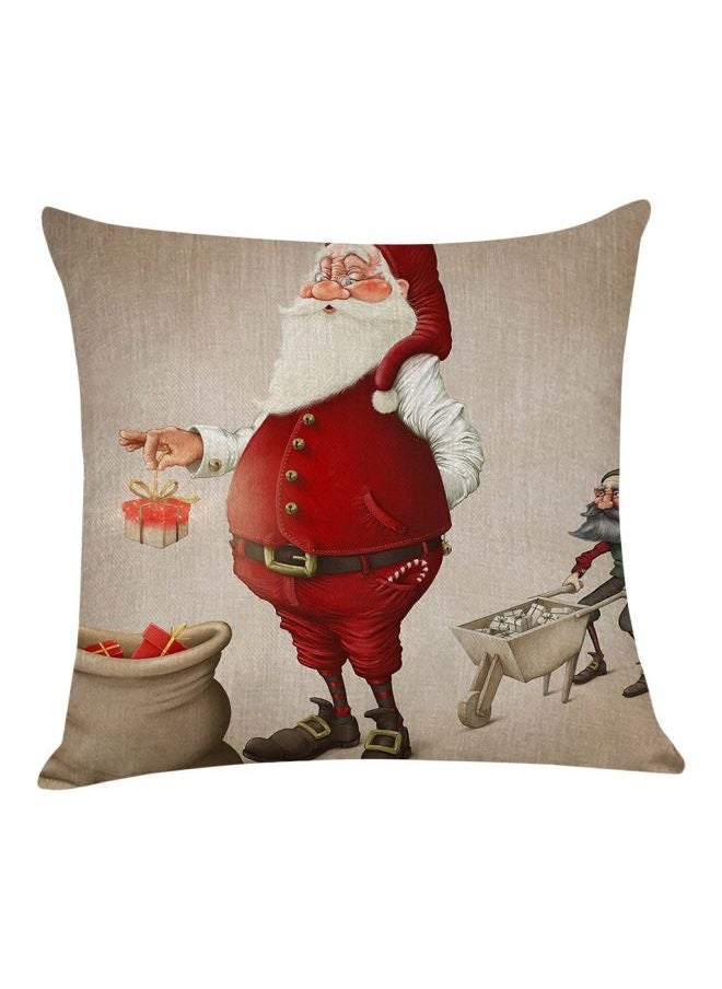 NIBEMINENT Themed Throw Pillow Cover Beige/Red/White 18x18inch  - Image 1