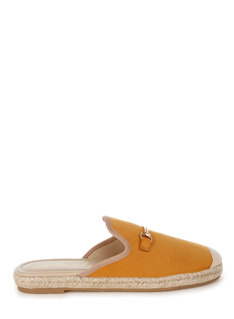 London Rag Horsebit Detail Espadrilles Mules in Tan