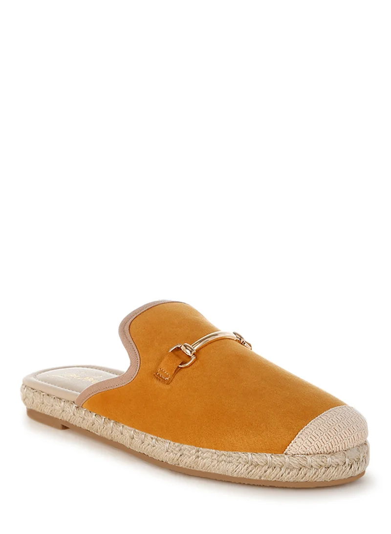 London Rag Horsebit Detail Espadrilles Mules in Tan