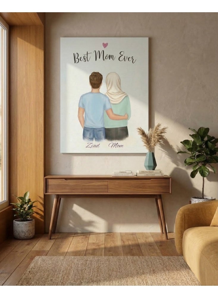 Home Gallery Custom Mom & Son Canvas with Your Chosen Name for the Son - Image 1