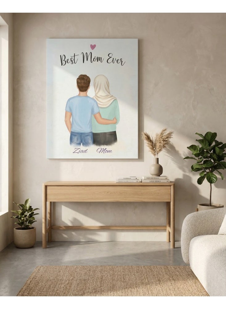 Home Gallery Custom Mom & Son Canvas with Your Chosen Name for the Son - Image 2
